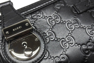 極美品 GUCCI グッチ シマ クラッチバッグ セカンドバッグ 152600 492174 イタリア製 レザー ブラック シルバー金具 中古 4b007251