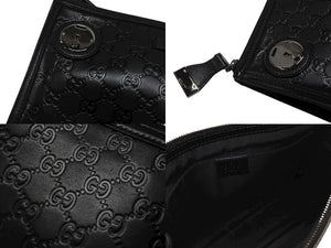 極美品 GUCCI グッチ シマ クラッチバッグ セカンドバッグ 152600 492174 イタリア製 レザー ブラック シルバー金具 中古 4b007251