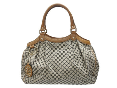 極美品 GUCCI グッチ ディアマンテ スーキー 2WAYバッグ 211944 001013 イタリア製 ベージュ ブラウン ゴールド金具 中古 4b007252