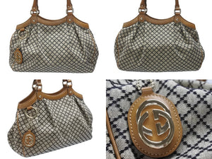 極美品 GUCCI グッチ ディアマンテ スーキー 2WAYバッグ 211944 001013 イタリア製 ベージュ ブラウン ゴールド金具 中古 4b007252