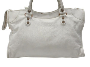 BALENCIAGA バレンシアガ ジャイアントシティ 2WAYバッグ イタリア製 レザー 527589 ホワイト ピンクゴールド金具 美品 中古 4b007253