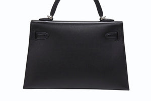 新品未使用 HERMES エルメス ミニケリー2 CHEVAL DE BOIS W刻印 2WAY ヴォーエプソン ブラック SV金具 外縫い 中古 4b007254