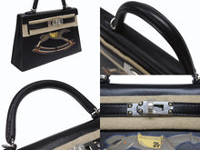 Load image into Gallery viewer, 新品未使用 HERMES エルメス ミニケリー2 CHEVAL DE BOIS W刻印 2WAY ヴォーエプソン ブラック SV金具 外縫い 中古 4b007254