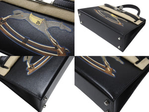新品未使用 HERMES エルメス ミニケリー2 CHEVAL DE BOIS W刻印 2WAY ヴォーエプソン ブラック SV金具 外縫い 中古 4b007254