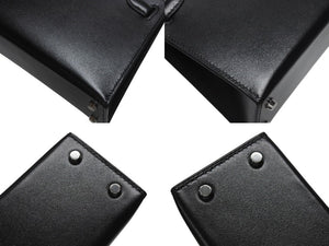 新品未使用 HERMES エルメス ミニケリー2 CHEVAL DE BOIS W刻印 2WAY ヴォーエプソン ブラック SV金具 外縫い 中古 4b007254