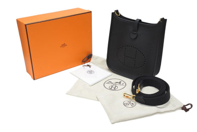 新品未使用 HERMES エルメス エブリン TPM ショルダーバッグ ブラック B刻 トリヨンクレマンス ゴールド金具 中古 4b007255