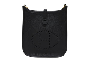 新品未使用 HERMES エルメス エブリン TPM ショルダーバッグ ブラック B刻 トリヨンクレマンス ゴールド金具 中古 4b007255