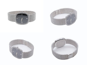 極美品 PIAGET ピアジェ 腕時計 スクエア ベゼルダイヤ オパール文字盤 手巻き 重量約77.86G 18K/0750刻印 ブラック ホワイトゴールド 中古 4b007256