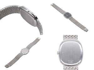 極美品 PIAGET ピアジェ 腕時計 スクエア ベゼルダイヤ オパール文字盤 手巻き 重量約77.86G 18K/0750刻印 ブラック ホワイトゴールド 中古 4b007256