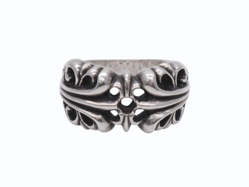 極美品 CHROME HEARTS クロムハーツ K&T フローラルリング サイズ16号 重量16.6g シルバー925 中古 4b007260
