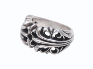 極美品 CHROME HEARTS クロムハーツ K&T フローラルリング サイズ16号 重量16.6g シルバー925 中古 4b007260