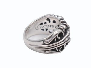 極美品 CHROME HEARTS クロムハーツ K&T フローラルリング サイズ16号 重量16.6g シルバー925 中古 4b007260