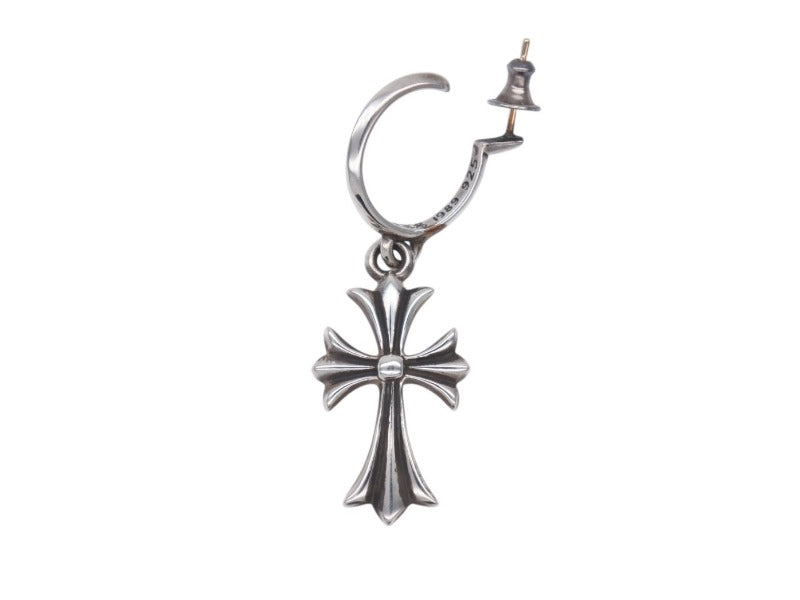 新品未使用 CHROME HEARTS クロムハーツ タイニークロス フープ ピアス 重量6.0g シルバー925 1989刻印 アクセサリー 中古 4b007261