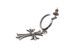 新品未使用 CHROME HEARTS クロムハーツ タイニークロス フープ ピアス 重量6.0g シルバー925 1989刻印 アクセサリー 中古 4b007261