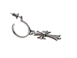 新品未使用 CHROME HEARTS クロムハーツ タイニークロス フープ ピアス 重量6.0g シルバー925 1989刻印 アクセサリー 中古 4b007261