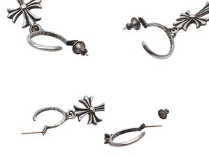 新品未使用 CHROME HEARTS クロムハーツ タイニークロス フープ ピアス 重量6.0g シルバー925 1989刻印 アクセサリー 中古 4b007261