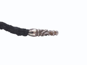 CHROME HEARTS クロムハーツ ボロチップ レザーブレード ネックレス 全長約93cm 重量約12.8g シルバー925 レザー 美品 中古 4b007263