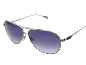 極美品 CHROME HEARTS クロムハーツ STAINS IV ステインIV ティアドロップ ダガー サングラス メタル シルバー ブルー 中古 4b007264