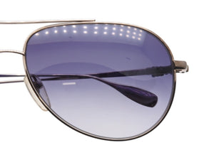 極美品 CHROME HEARTS クロムハーツ STAINS IV ステインIV ティアドロップ ダガー サングラス メタル シルバー ブルー 中古 4b007264