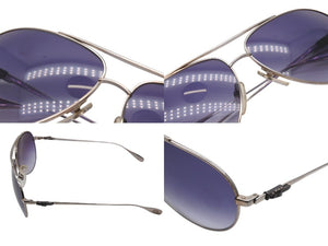 極美品 CHROME HEARTS クロムハーツ STAINS IV ステインIV ティアドロップ ダガー サングラス メタル シルバー ブルー 中古 4b007264