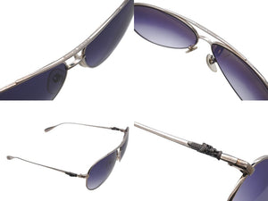 極美品 CHROME HEARTS クロムハーツ STAINS IV ステインIV ティアドロップ ダガー サングラス メタル シルバー ブルー 中古 4b007264