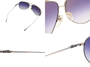 極美品 CHROME HEARTS クロムハーツ STAINS IV ステインIV ティアドロップ ダガー サングラス メタル シルバー ブルー 中古 4b007264