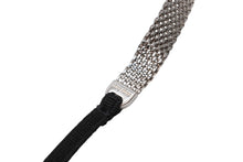 Load image into Gallery viewer, 極美品 MIUMIU ミュウミュウ チョーカー ネックレス リボン ラインストーン メタル シルバー ブラック シルバー金具 中古 4b007279