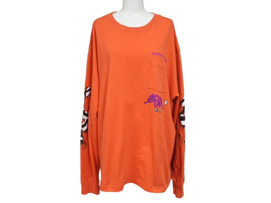 極美品 CHROME HEARTS クロムハーツ × MATTY BOY マッティボーイ 長袖Tシャツ サイズXXL オレンジ プリント 中古 4b007282