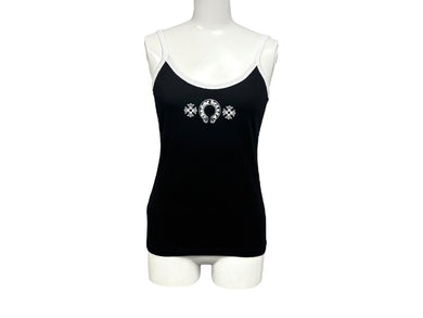 新品未使用 CHROME HEARTS クロムハーツ HORSESHOE ホースシュー CHプラス キャミソール ブラック ホワイト サイズM 中古 4b007297
