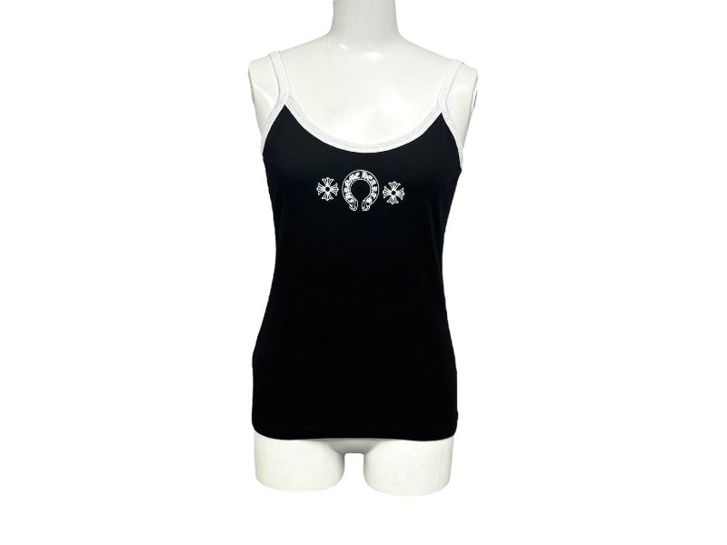 新品未使用 CHROME HEARTS クロムハーツ HORSESHOE ホースシュー CHプラス キャミソール ブラック ホワイト サイズM 中古 4b007297