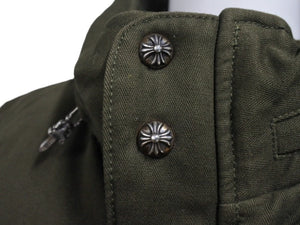 極美品 CHROME HEARTS クロムハーツ STIFF FBRC スティッフ ファブリックダウンジャケット サイズXL クロスボールボタン カーキ 中古 4b007298