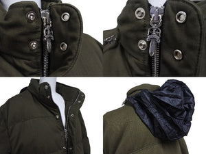 極美品 CHROME HEARTS クロムハーツ STIFF FBRC スティッフ ファブリックダウンジャケット サイズXL クロスボールボタン カーキ 中古 4b007298