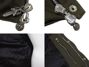 極美品 CHROME HEARTS クロムハーツ STIFF FBRC スティッフ ファブリックダウンジャケット サイズXL クロスボールボタン カーキ 中古 4b007298