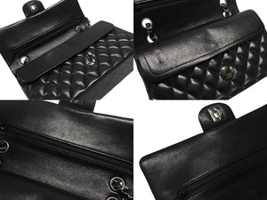 極美品 CHANEL シャネル マトラッセ25 Wフラップ Wチェーンショルダーバッグ 9番台 ラムスキン ココマーク ブラック シルバー金具 中古 4b007305