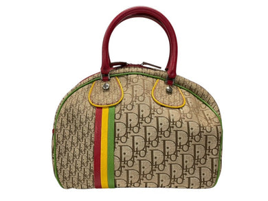 極美品 Christian Dior クリスチャンディオール トロッター ハンドバッグ 08RU 0074 ラスタカラー キャンバス レザーシルバー金具 中古 4b004322