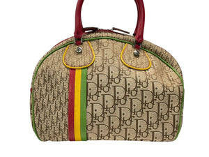 極美品 Christian Dior クリスチャンディオール トロッター ハンドバッグ 08RU 0074 ラスタカラー キャンバス レザーシルバー金具 中古 4b004322