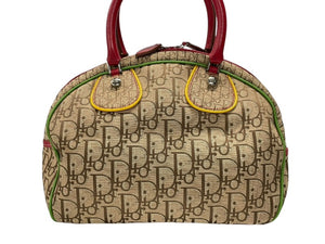 極美品 Christian Dior クリスチャンディオール トロッター ハンドバッグ 08RU 0074 ラスタカラー キャンバス レザーシルバー金具 中古 4b004322