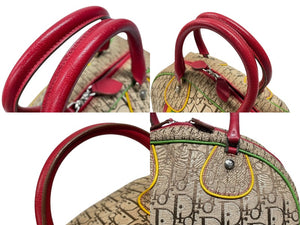 極美品 Christian Dior クリスチャンディオール トロッター ハンドバッグ 08RU 0074 ラスタカラー キャンバス レザーシルバー金具 中古 4b004322
