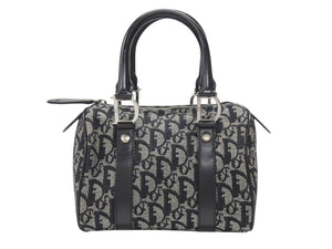 CHRISTIAN DIOR クリスチャンディオール トロッター 20cm ミニハンドバッグ BO-G-1023 イタリア製 ブラック シルバー金具 美品 中古 4b007308