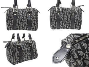 CHRISTIAN DIOR クリスチャンディオール トロッター 20cm ミニハンドバッグ BO-G-1023 イタリア製 ブラック シルバー金具 美品 中古 4b007308