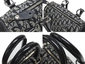 CHRISTIAN DIOR クリスチャンディオール トロッター 20cm ミニハンドバッグ BO-G-1023 イタリア製 ブラック シルバー金具 美品 中古 4b007308