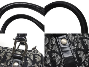 CHRISTIAN DIOR クリスチャンディオール トロッター 20cm ミニハンドバッグ BO-G-1023 イタリア製 ブラック シルバー金具 美品 中古 4b007308