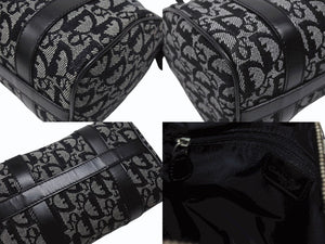 CHRISTIAN DIOR クリスチャンディオール トロッター 20cm ミニハンドバッグ BO-G-1023 イタリア製 ブラック シルバー金具 美品 中古 4b007308