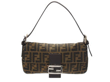 Load image into Gallery viewer, FENDI フェンディ マンマバケット ワンショルダーバッグ 26424 ズッカ柄 キャンバス レザー ブラウン シルバー金具 美品 中古 4b007309