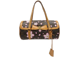 LOUIS VUITTON ルイヴィトン パピヨン ハンドバッグ M92009 モノグラム チェリーブロッサム ブラウン ピンク 村上隆 美品 中古 4b007311