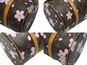 LOUIS VUITTON ルイヴィトン パピヨン ハンドバッグ M92009 モノグラム チェリーブロッサム ブラウン ピンク 村上隆 美品 中古 4b007311