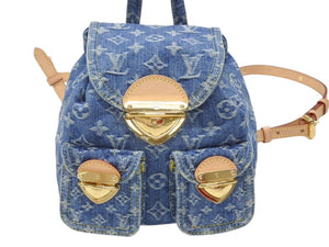 新品同様 LOUISVUITTON ルイヴィトン モノグラム デニム ヴェニス M46836 モノグラム デニム キャンバス ブルー ゴールド金具 中古 4b007316