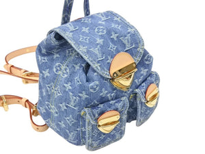 新品同様 LOUISVUITTON ルイヴィトン モノグラム デニム ヴェニス M46836 モノグラム デニム キャンバス ブルー ゴールド金具 中古 4b007316