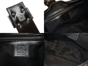 FENDI フェンディ クロワッサン ハーフムーン ワンショルダーバッグ ハンドバッグ キャンバス ブラウン シルバー金具 美品 中古 4b007317
