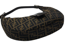 Load image into Gallery viewer, FENDI フェンディ クロワッサン ハーフムーン ワンショルダーバッグ ハンドバッグ キャンバス ブラウン シルバー金具 美品 中古 4b007317
